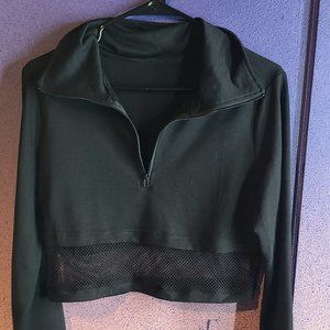 Walnut Quarter Zip Mesh Top